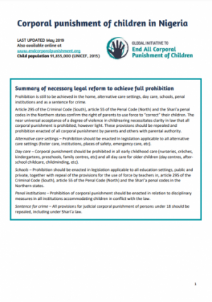 Corporal Punishment of Children in Nigeria