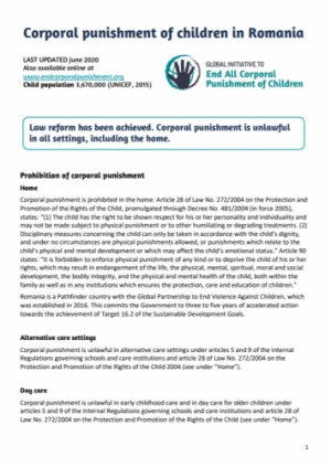 Corporal Punishment of Children in Romania