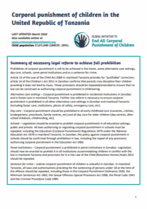 Corporal Punishment of Children in Tanzania