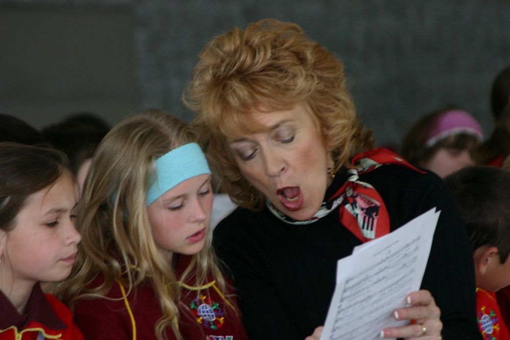 Connie teaches students at the Music Camp International 