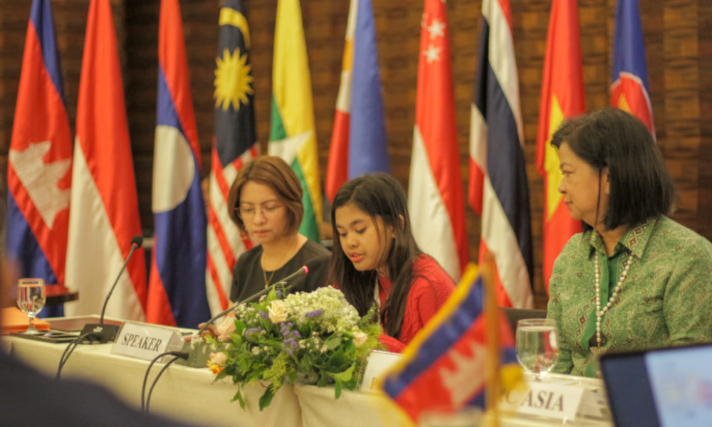 Ericka speaks at the ASEAN Dialogue on the United Nations Convention on the Rights of the Child in 2019.