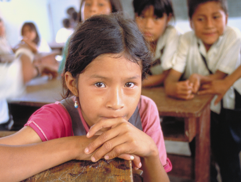 A girl in Peru at school.