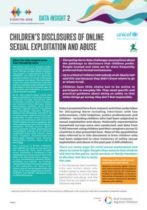 Disrupting Harm Data Insights 2: children’s disclosures of online sexual exploitation and abuse  