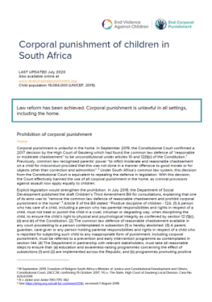 Corporal Punishment of Children in South Africa