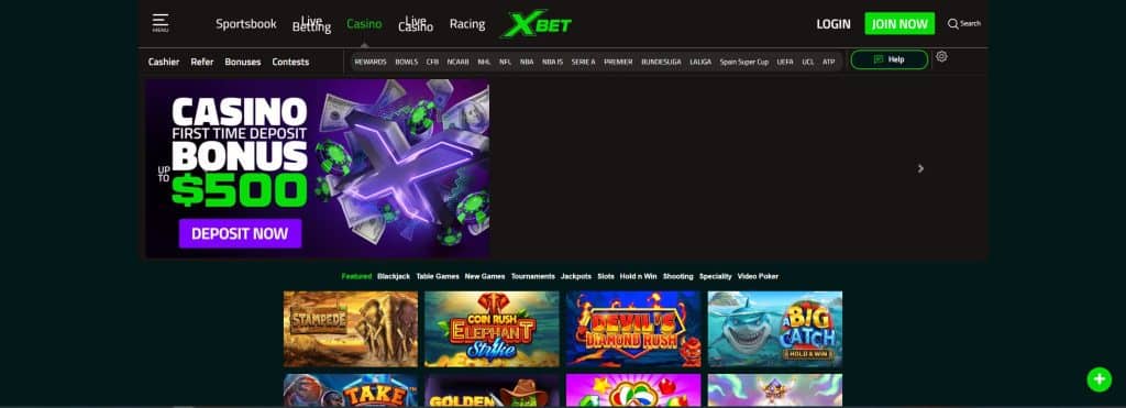 Xbet Georgia Sportsbook front page snapshot featuring the most popular games